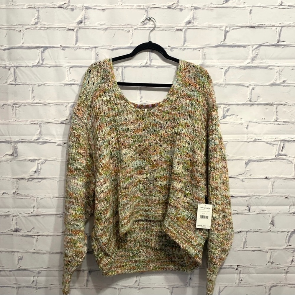 NWT oversizedFree People Mendocino Highland V-Neck Sweater